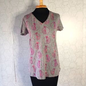 Mossimo women's short sleeve V-cut purple apple t-shirt